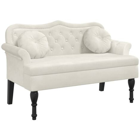 Banc avec coussins crème 120,5x65x75 cm velours CFW896358