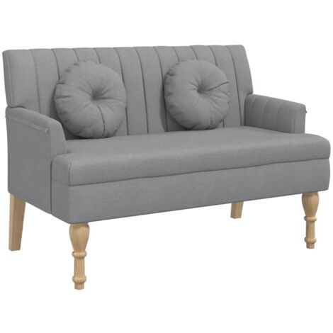 Banc avec coussins gris clair 113x64,5x75,5 cm tissu CFW258312