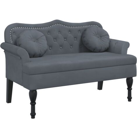 Banc avec coussins gris foncé 120,5x65x75 velours