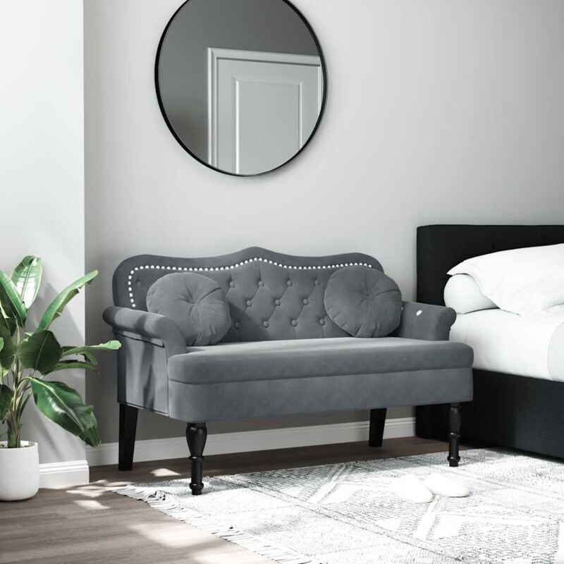 Vidaxl - Banc avec coussins gris foncé 120,5x65x75 cm velours