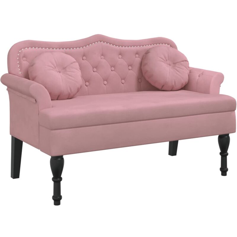 Banc avec coussins rose 120,5x65x75 cm velours vidaXL