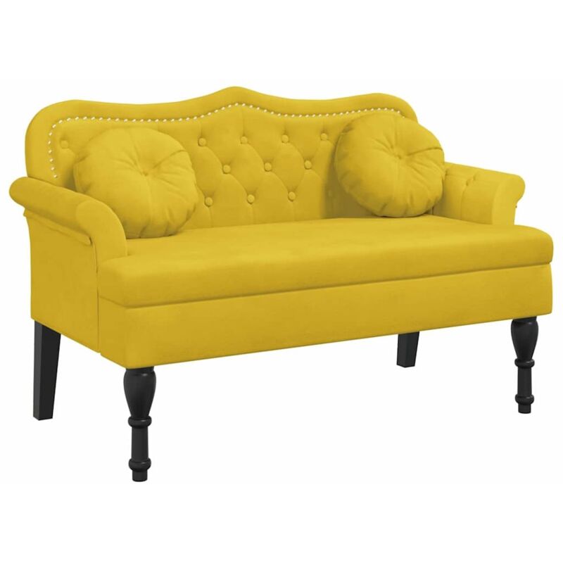 Banc avec coussins jaune 120,5x65x75 cm velours CFW795141