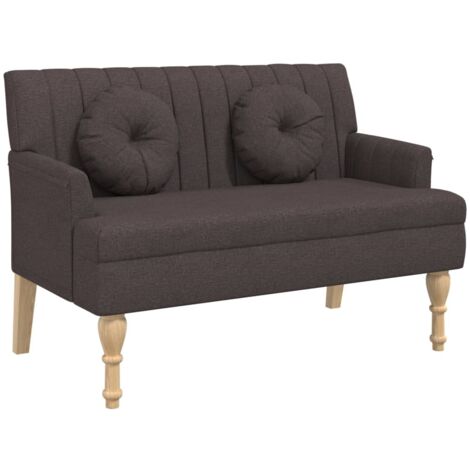 Banc avec coussins marron foncé 113x64,5x75,5 tissu
