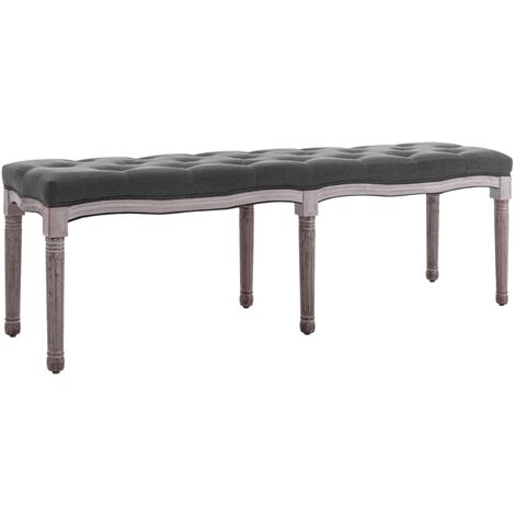 Banc avec dossier, Banquette de salon Lin Bois solide 150x40x48 cm Gris foncé NKK25895
