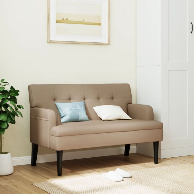 vidaXL Bankje met rugleuning 112x65,5x75 cm kunstleer cappuccinokleur372152