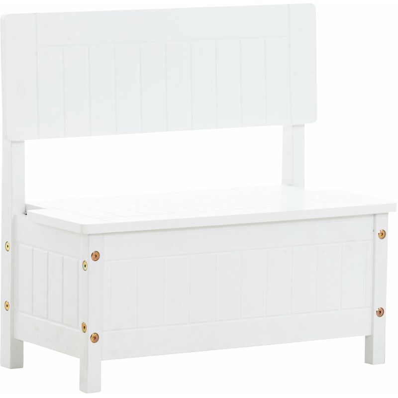 banc avec dossier coffre de rangement pour chambre enfant en bois blanc