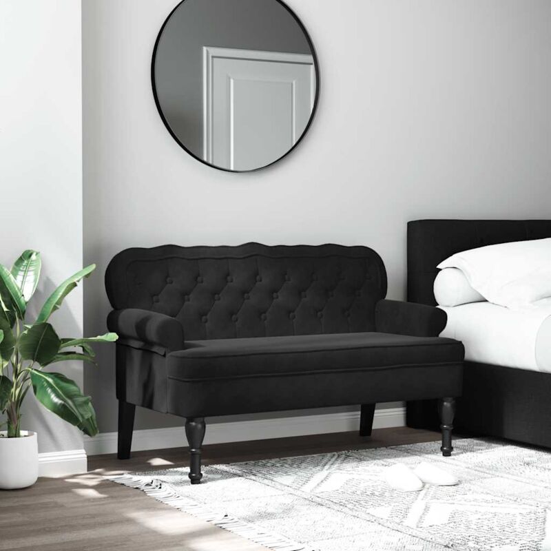 Maisonchic - Banc avec dossier, Banquette salon noir 119,5x64,5x75 cm velours -ASAF19469 design in