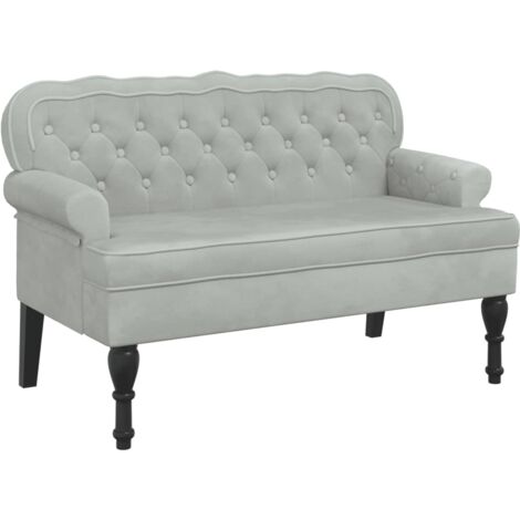 Banc avec dossier gris clair 119,5x64,5x75 velours