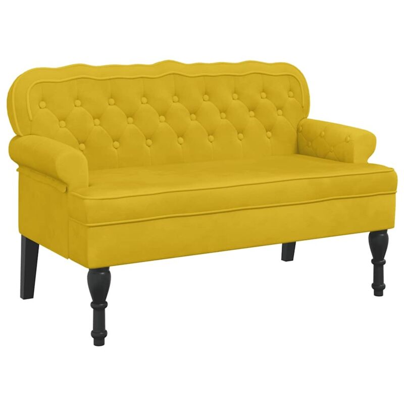 Banc avec dossier jaune 119,5x64,5x75 cm velours CFW663904