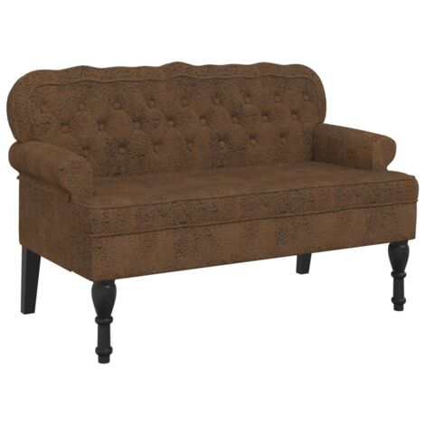Banc avec dossier marron 119,5x64,5x75 similicuir daim