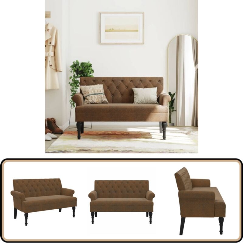 Vidaxl - Banc avec dossier marron 120x62x75,5 cm similicuir daim - Banc Design - Banc Salle à Manger - Banc Moderne - Banc Cuir Faux - Meuble Salon
