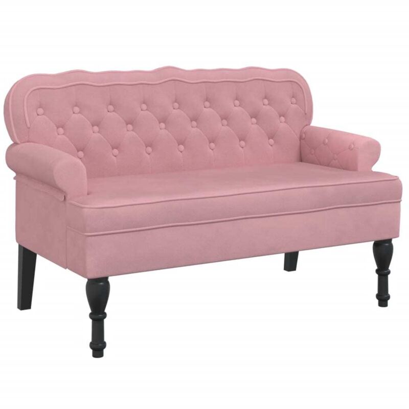 Banc avec dossier rose 119,5x64,5x75 cm velours CFW418637