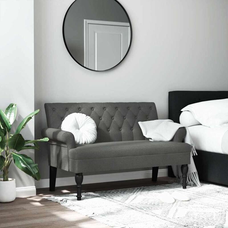 Banc avec dossier gris foncé 120x62x75,5 cm tissu