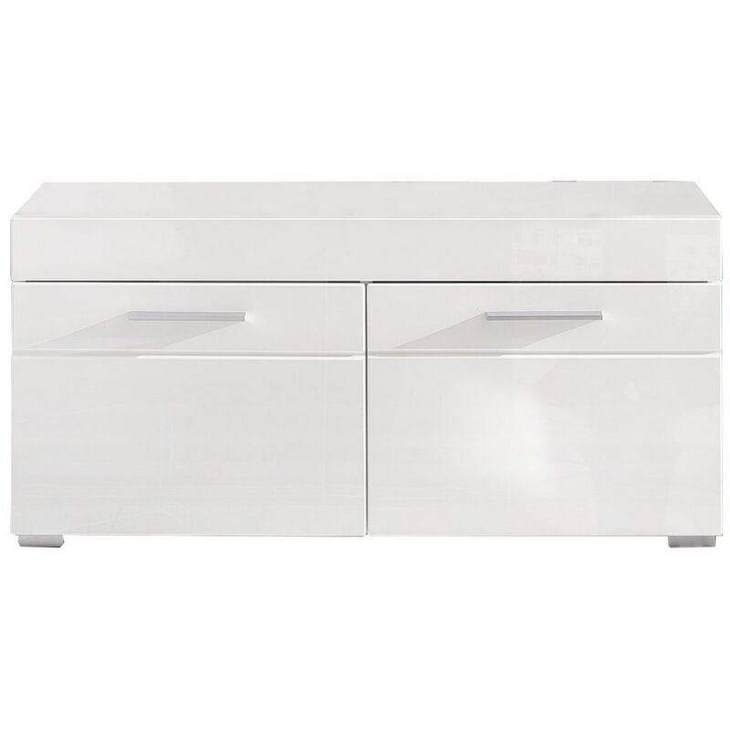 Banc avec Rangement Amanda, Panneau Aggloméré Mélaminé, Blanc, 91x42x38 cm