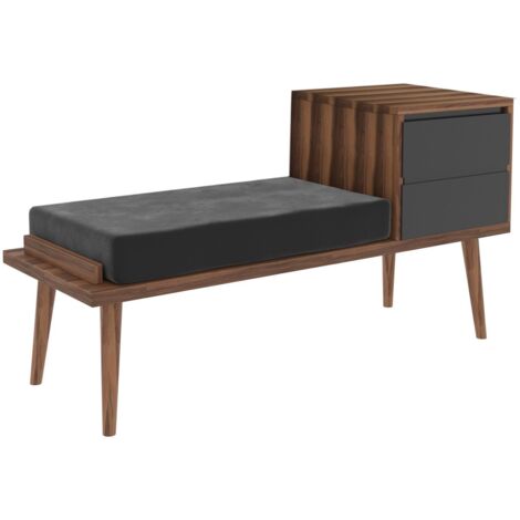 Banc avec rangement Blisse Bois Naturel et Gris
