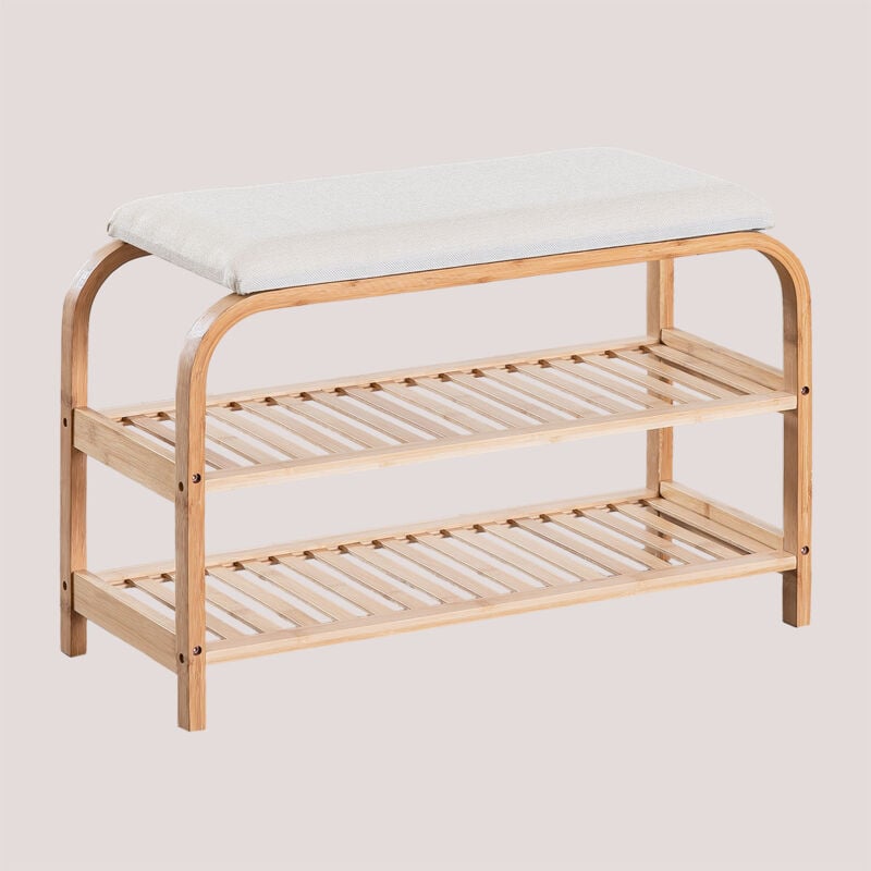 Sklum - Banc avec Rangement à Chaussures en Bois Kaupo Blanc