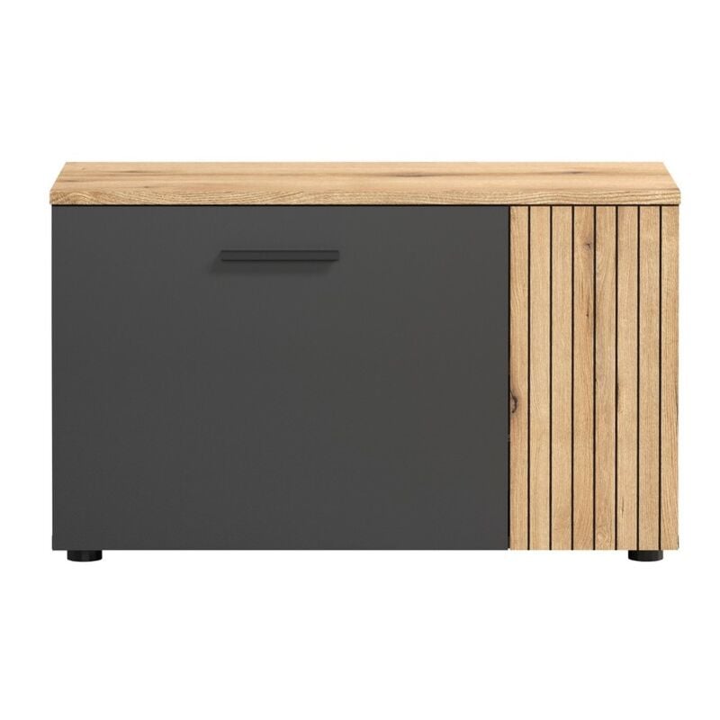 Banc avec Rangement Esteban, Panneau Aggloméré Mélaminé, Anthracite, Marron, 80x48x36 cm