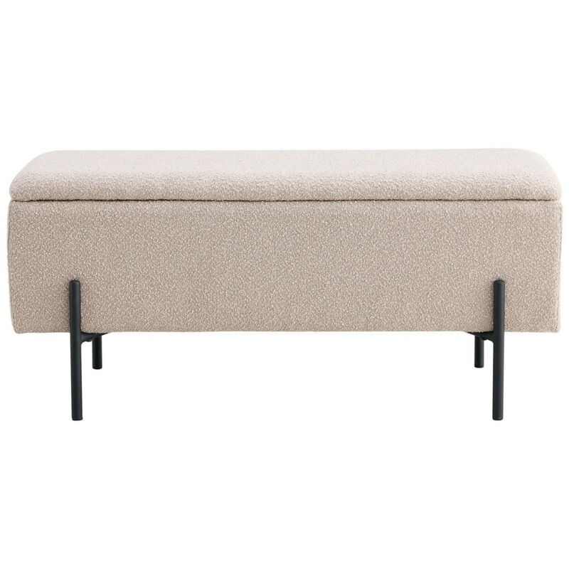 Banc avec Rangement Watford, Polyester, Bois, Beige, 36,5x95x42 cm