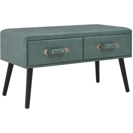 Banc avec tiroirs Banc de rangement | Coffre de rangement 80 cm Vert de mer Similicuir 29001 - Vert