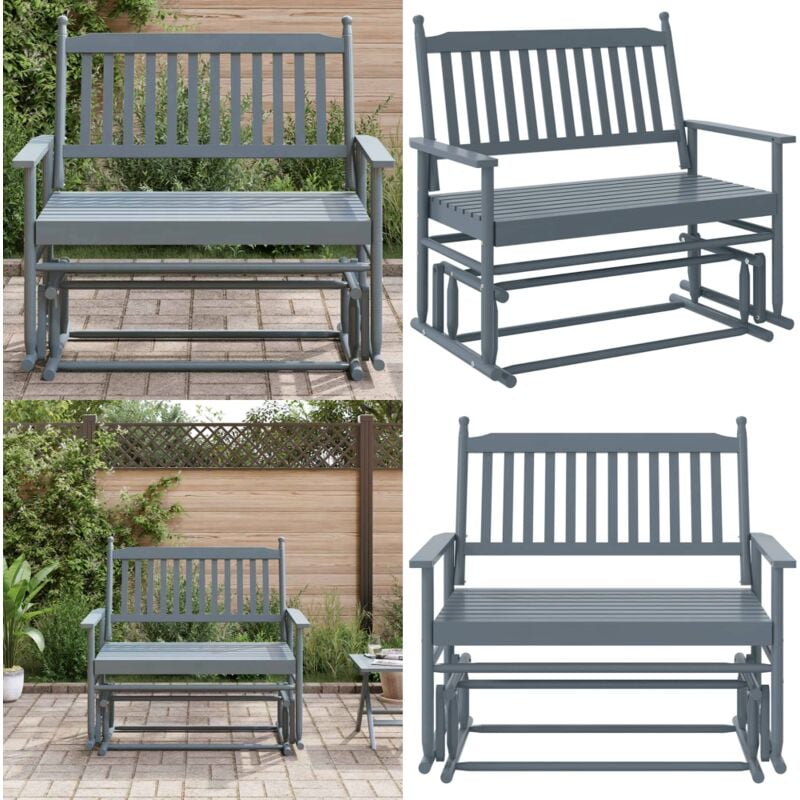Banc balancelle gris 118x70x104,5 cm bois massif de peuplier - Banc Balancelle - Chaise Balançoire - Mobilier De Jardin - Banc Extérieur - Fauteuil