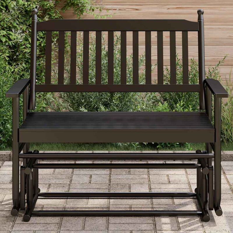 Banc balancelle noir 118x70x104,5 cm bois massif de peuplier - Vidaxl