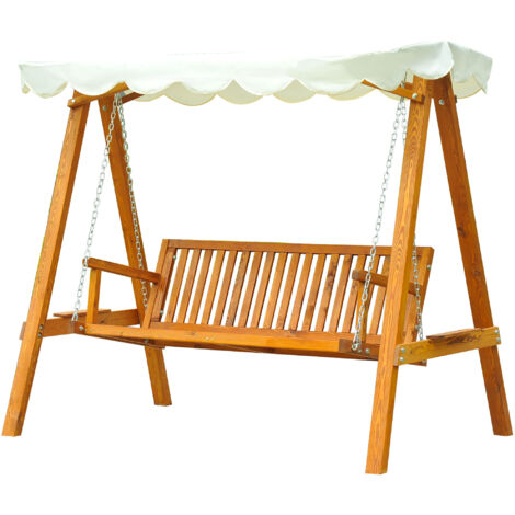 Banc balançoire 3 places en mélèze, balancelle de jardin pour adultes, siège suspendu extérieur Outsunny