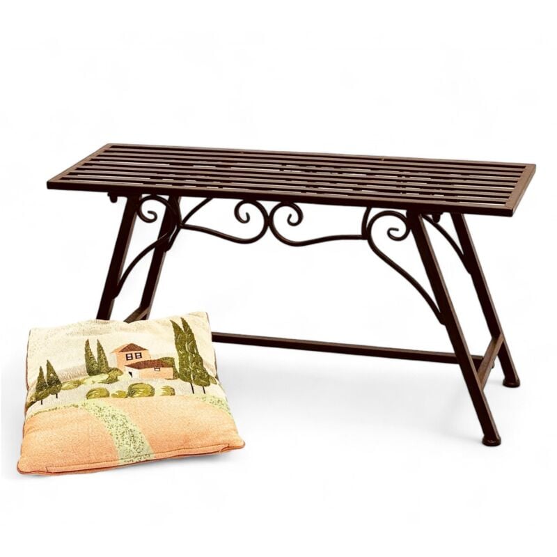 Denk - Banc de Jardin en Métal Résistant aux Intempéries 83 cm avec Ornements Cucciu s - Banc Robuste en Fer au Design Antique - Idéal pour Jardin,