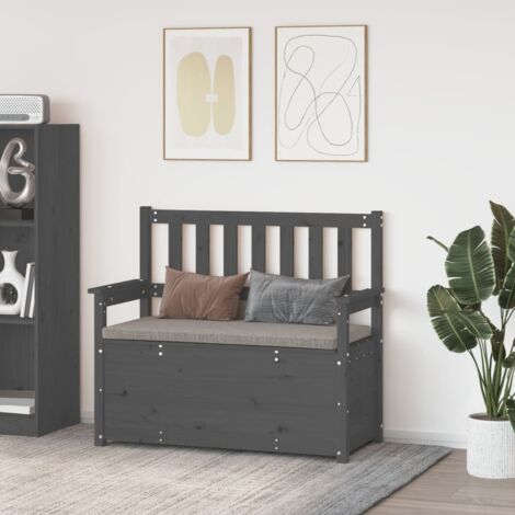 Banc Banc de salon Banquette Gris 112,5x51,5x96,5 cm Bois de pin massif 20487