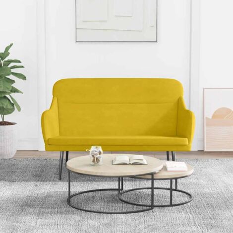 Banc  Banc de salon Banquette Jaune 110x76x80 cm Velours 52623