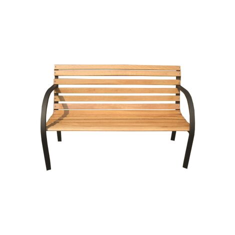 Banc Banc fauteuil lumineux en fonte noire avec planches en bois naturel cm.122x65x79h jardin parc terrasse