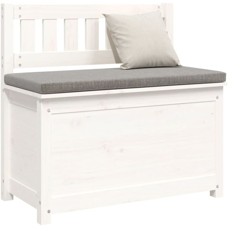 Banc banquette 80 x 41 x 77 cm bois de pin massif blanc