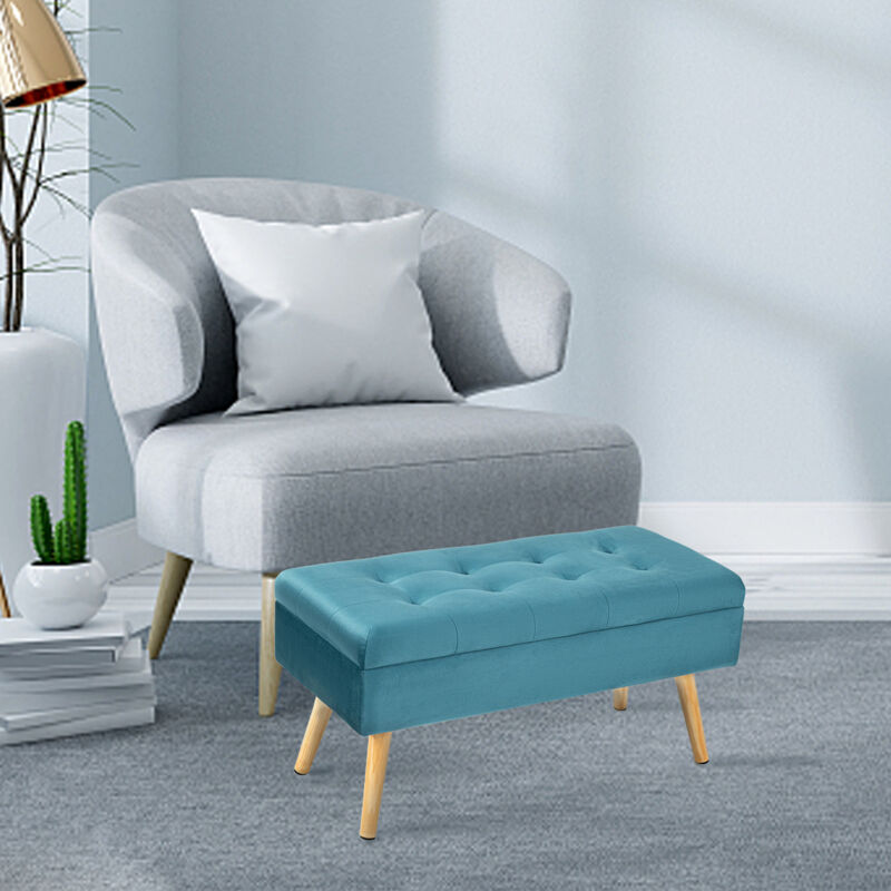 Banc banquette capitonnée Style classique élégant 80 x 35 x 40 cm fonction de stockage velours,Vert