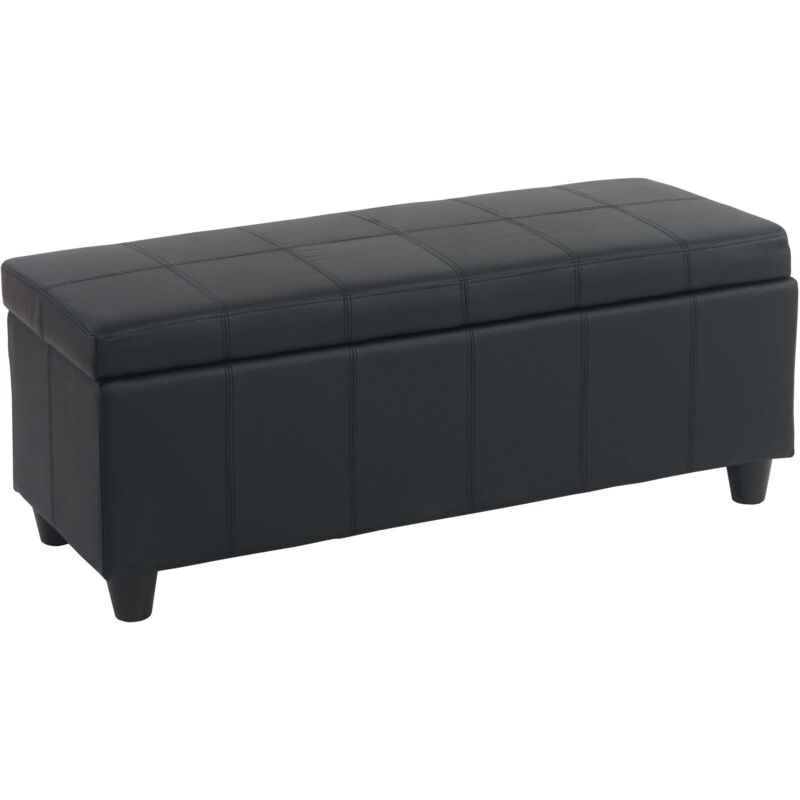 HHG - Banc/banquette/coffre de rangement Kriens, 114x45x45cm, similicuir, noir mat HHG - Banc/banquette/coffre de rangement Kriens, 114x45x45cm, similicuir, noir mat