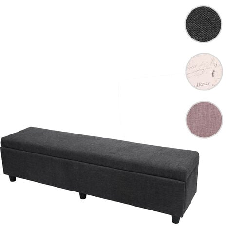 Mendler - Banc coffre de rangement Kriens, cuir + simili cuir, 112x45x45cm  ~ noir - Malles, coffres - Rue du Commerce