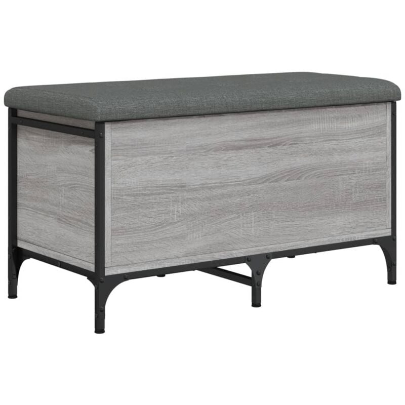 Banc banquette de rangement avec coussin d'assise 82 x 42 x 45 cm bois d'ingénierie couleur sonoma gris DEC024807