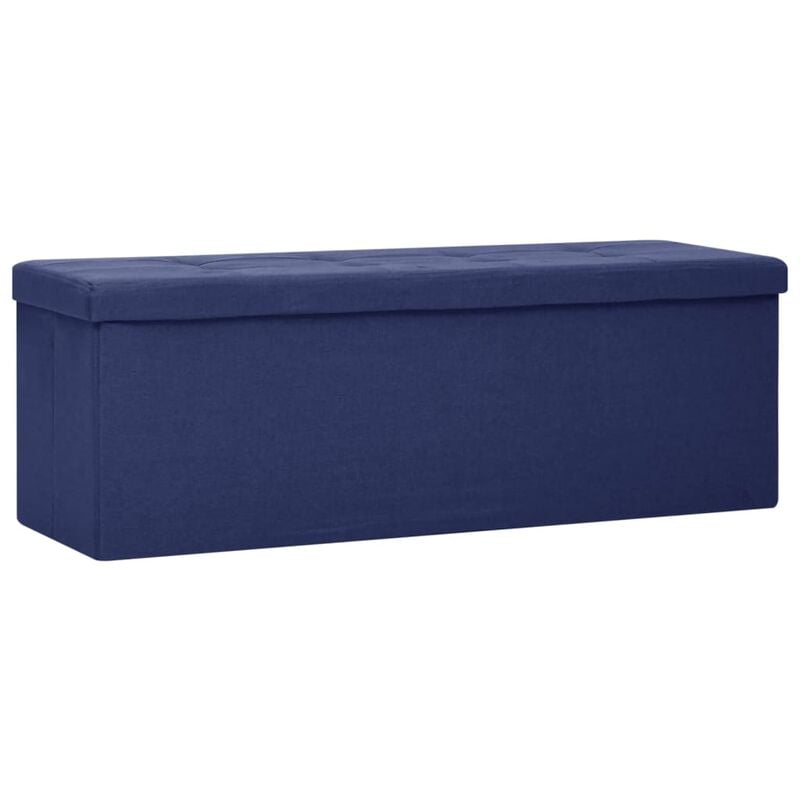 Banc banquette de rangement pliable lin synthétique bleu