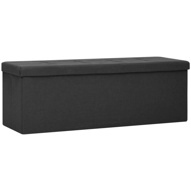 Banc banquette de rangement pliable noir faux lin