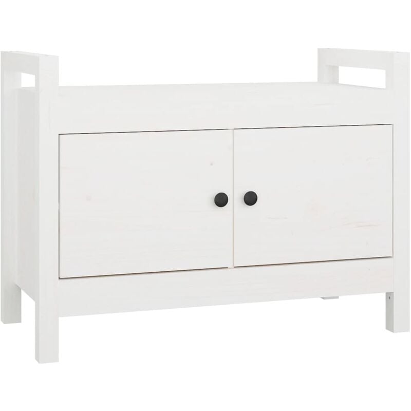 Banc banquette d'entrée 80 x 40 x 60 cm bois de pin massif blanc