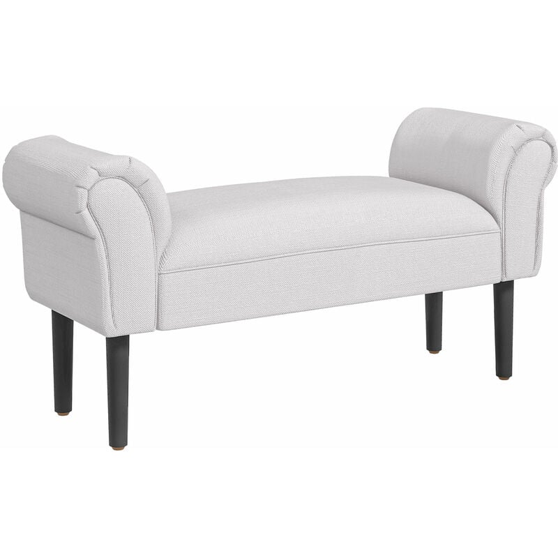 Banc banquette design contemporain accoudoirs courbés grand confort 102L x 31l x 51H cm gris clair