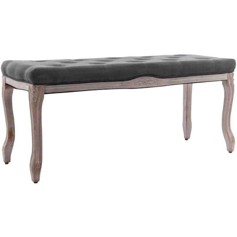 Helloshop26 - Banc banquette lin bois solide 110 x 38 x 48 cm gris foncé