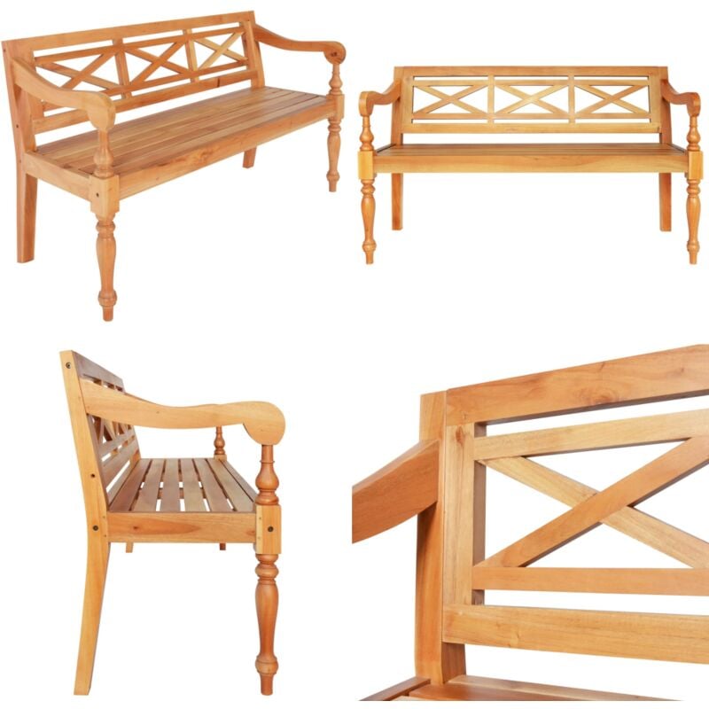 Banc Batavia 123 cm Bois d'acajou massif Marron clair - Banc Bois - Banc Coffre - Banc Salon - Mobilier Intérieur - Banc Acacia - Home & Living