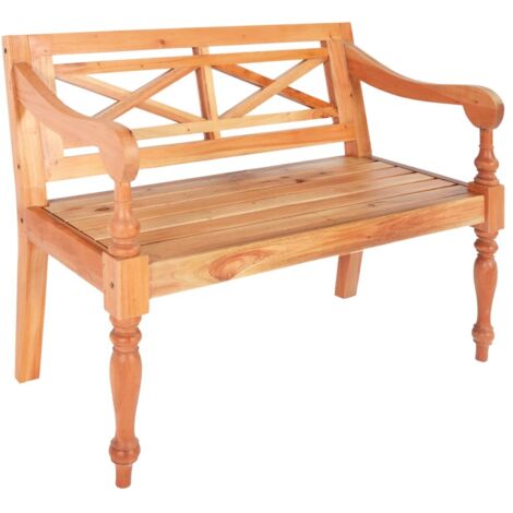 Banc Batavia 98 cm Banc de salon - Banc de table Bois d'acajou massif Marron clair BV532801 - BonneVie