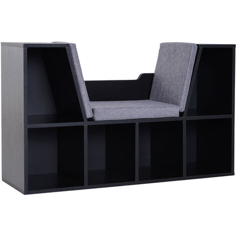 Banc bibliothèque MATARO noir et gris