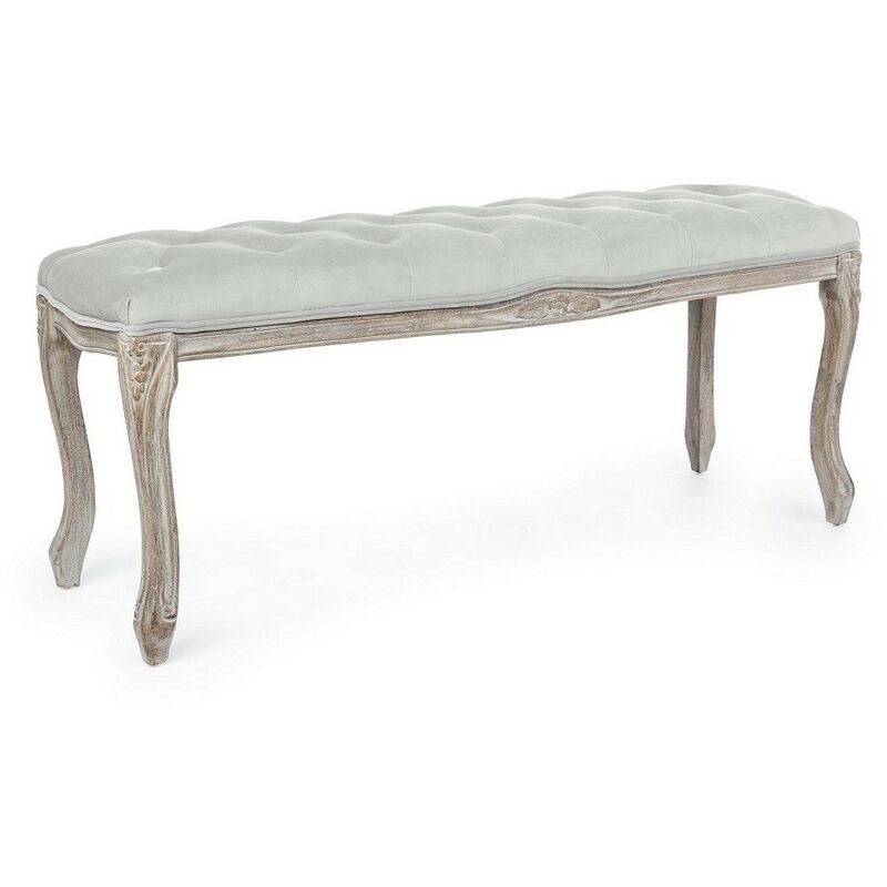 Bizzotto - Banc capitonné 110x36x47 cm effet velours gris clair - medila