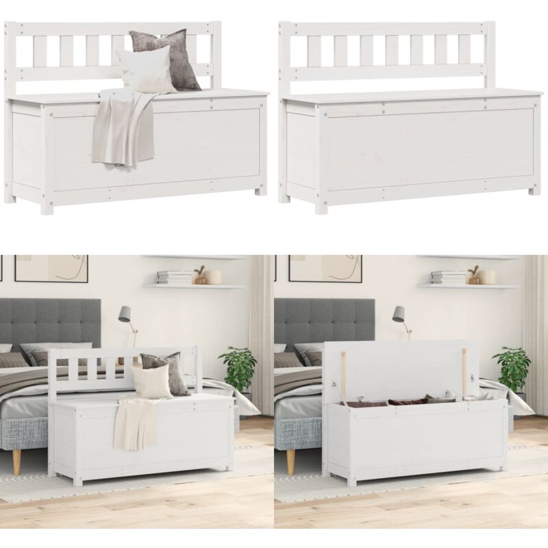 Vidaxl - Banc Blanc 110x41x76,5 cm Bois de pin massif - Banc Design - Banc Bois - Banc Rangement - Meuble Salle à Manger - Mobilier Intérieur - Home
