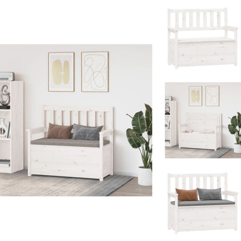 Vidaxl - Banc Blanc 112,5x51,5x96,5 cm Bois de pin massif - Banc Design - Banc Bois - Banc Rangement - Banc Salle à Manger - Meuble Entrée