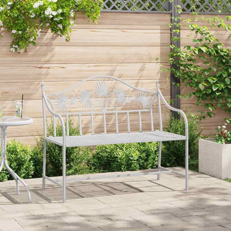 Banc de jardin Blanc 104 x 54 x 93cm Acier Vidaxl