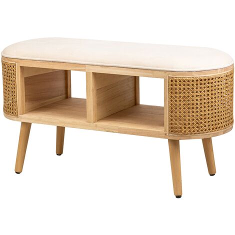 Banc boheme en bois de hêtre laqué – Assise en velours premium – Dimensions 90 x 35 x 45.5 cm – Capacité 2 personnes – Nordlys