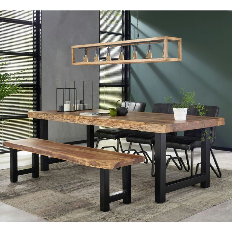 Banc bois massif métal 190cm melbourne