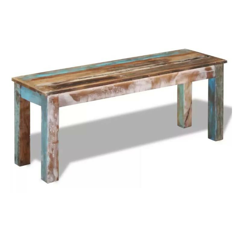 Banc bois massif recyclé multicolore Moust 110 cm